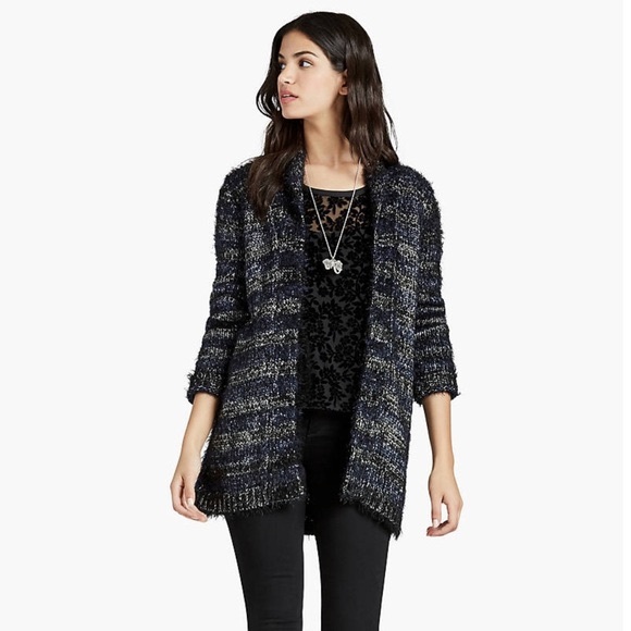 Lucky Brand Fuzzy Shine Stripe Cardigan - Picture 2 of 4
